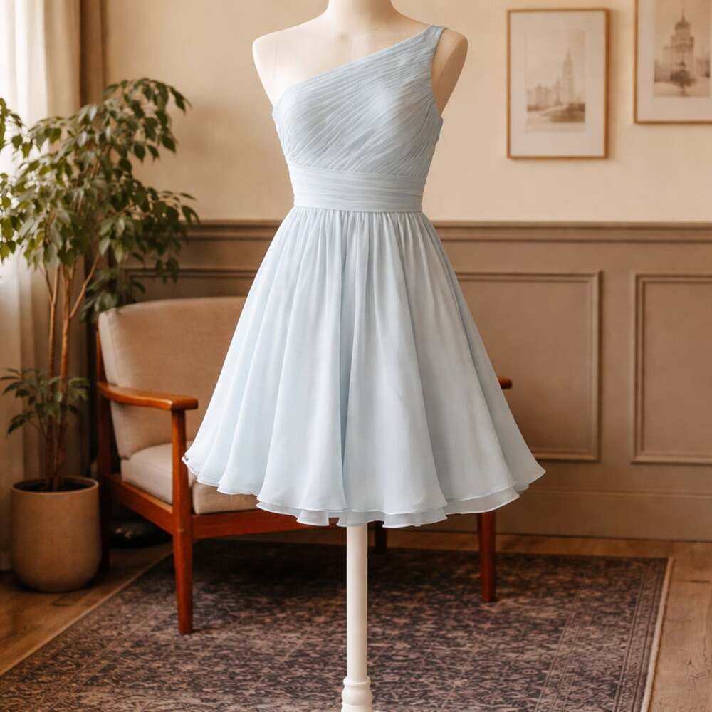 Azazie One-Shoulder Chiffon Bridesmaid Dress Size A6